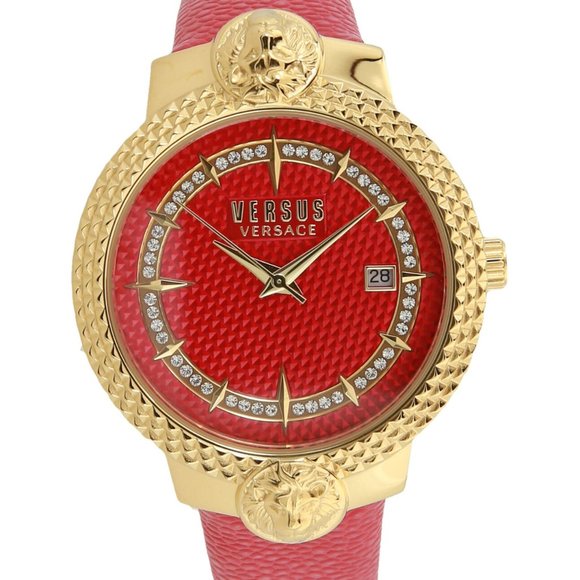 Versace Red Golden Diamond Ladies Watch!